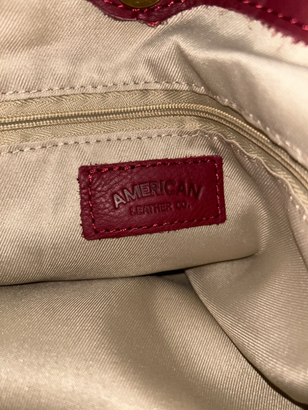 American Leather Co. Ada Triple Entry Leather Satchel Dark Cherry/Burgundy Wine - Picture 9 of 12
